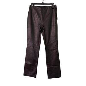 Siena Studio Womens 6 Black 100% Leather Straight Leg Lined Pants Side Zip 28x31